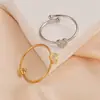 Anillo de Nuevo Estilo Transfronterizo Estilo Ins, Anillo Sencillo para Dedo Pequeño de Mujer, Acero Inoxidable Dorado de 18K, Anillo Pequeño con Corazón