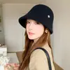 Sombrero de Pescador de Lana de Color Sólido Otoño e Invierno para Mujer, Sombrero de Cubo con Forma de Trébol, Circunferencia de Cabeza Elástica, Sombrero de Cubo Grueso de Moda para Mujer