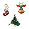 Moda europeia e americana, novas meias de Natal, todas as combinações, árvore de Natal, alce, pintura a óleo, distintivo, pequeno broche, feminino, três peças, atacado