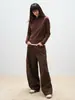 Shengdu26 Otoño Nuevo Estilo Coreano Ropa de Trabajo Pantalones de Bolsillo Casuales Simples de Cintura Alta Versátiles de Algodón Puro de Pierna Ancha