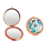 Espejo de Metal Personalizado con Pedrería y Brillantina, Espejo Plegable Redondo Pequeño, Espejo de Maquillaje Portátil Redondo de Doble Cara