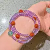 Pulseira de Design Multi-Círculo com Ametista Natural Roxo Claro e Fluorita Vermelha do Sul de 4mm