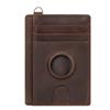Bolsa para tarjetas de cuero caliente para comercio exterior RFID para hombre, primera capa de piel de vaca, hebilla de protección para seguimiento AirTag, juego de tarjetas al por mayor
