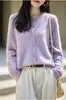 26 Otoño Invierno Cardigan de Felpa de Pelo Largo Otoño Invierno para Mujer 100% Lana Cuello Redondo Holgado Suave Pegajoso Prendas de Abrigo Prendas de Punto Suéter