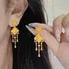 Tienda de oro con estilo antiguo, borla de flor de tesoro dorada, gancho para la oreja, moda para mujer, todo para combinar, joyería de boda, regalo