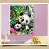 Pintura exclusiva de comércio exterior com diamantes 5D, série de animais, família de pandas, strass, ponto cruz, pintura decorativa completa com diamantes