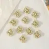 Colgante de Perla de Flor Doble Fresco y Delicado con Bordes Dorados y Plateados, Accesorio de Cuentas para Pulsera Hecha a Mano DIY de Estilo Suave