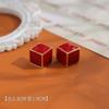 Populares Pendientes de Botón Rojos Ankara Atmosféricos Elegantes Gama Alta Rojo Vino Gotas de Aceite Personalizados Populares en Internet Pendientes Sencillos para Mujer