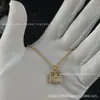 Versão de Luxo do Colar Bolsa Kelly com Embelezamento Completo de Diamante, Colar Bolsa Constance para Mulheres, Espessamente Banhado a Ouro Rosa 18K, Colar H Completo de Diamante