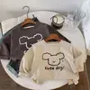 Camiseta Infantil 2026 Primavera Nova Solta Fofo Cachorrinho Camada Base Meninos e Meninas Top Simples Tendência Versátil Estampada