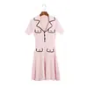 Elegante Vestido de Punto Plisado de Manga Corta con Cuello en V Estilo Francés, Dropshipping, Vestido Delgado de Punto Plisado Primavera/Verano 2026