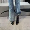 Novas Botas Slim Outono/Inverno 2026 com Salto Alto Fino, Bico Fino, Couro Macio Elegante, Zíper Traseiro, Botas Curtas Versáteis Estilo Coreano