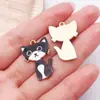 Europeo y Americano Creativo Lindo Dibujos Animados Estampado Gato Mecánico DIY Joyería Accesorios Aleación Pendientes Pulsera Colgante Encanto