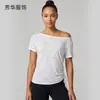 Cubierta fina con cordón lateral, holgada y transpirable, top de yoga con jacquard de copo de nieve, top de fitness para entrenamiento de Pilates con abertura lateral