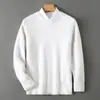 Suéter grueso de lana pura para hombre, cuello redondo, manga larga, tejido casual, color liso, corte holgado, versátil, estilo pullover, capa base