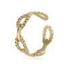 Anillo de Acero de Titanio Hueco con Giro del Mismo Estilo de Celebridad de Internet Distintivo Hip-Hop Cuerda de Cáñamo Tejida Anillo de Dedo de Acero Inoxidable Juego de Mano para Mujer