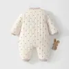 Macacão de bebê 120 gramas mais algodão acolchoado para bebê outono e inverno para sair macacão de algodão fino espessado frente e verso roupas de escalada para crianças
