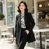Al por mayor Tops Negros Botones Cuello de Traje Traje Pequeño Mujer Primavera Otoño Estilo Urbano Temperamento Holgado Chaqueta de Traje