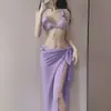 Traje de Banho 2025 Feminino Biquíni de Três Peças com Saia Longa Dividida Sexy para Piscina Quente, Praia, Férias à Beira-Mar Venda por Atacado