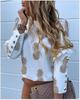 Desejo Camisa Popular de Outono e Inverno com Manga Longa, Botões e Estampa de Abacaxi para Mulheres, Roupas Femininas, Grande Quantidade em Estoque