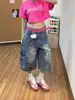 Pantalones Vaqueros Cortos Bordados Patchwork de Gato Hechos a Medida de Fábrica para Mujer Verano 2026 Shorts Cargo Sueltos Multibolsillos