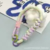 Estilo Británico Bloques de Color Tejido Cordón para Teléfono Corto de Mano Moderno Ins Funda para Teléfono Correa de Muñeca Colgante para Bolso Muñeco