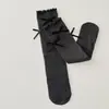 Calcetines de canalé para niñas con encaje, nuevos calcetines largos de doble lazo para otoño e invierno para niños, calcetines de algodón peinado para niños mayores