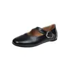 Sapatos femininos quadrados com fivela estilo fada, novidade de verão 2026 versão coreana, mocassins rasos confortáveis de sola macia para mulheres