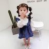 Vestido de Falda para Niña Mezcla de Mezclilla y Encaje Vestido de Princesa 26 Primavera Nuevo Estilo Exportación Ropa Infantil Dropshipping 3-8 Años