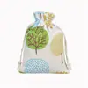 Bolsa de Algodão Estampada Bolsa de Tecido com Cordão de Algodão e Linho Bolsa Embalagem Repelente de Mosquitos Armazenamento de Presentes de Joias Bolsa Pequena Estilo Pastoral