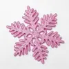 Decorações de Natal 10CM peças de floco de neve, peças de floco de neve de plástico com glitter, ornamento pendurado de floco de neve oco para decoração de árvore de Natal