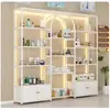 Gabinete de Exhibición de Fondo Multifuncional para Transmisión en Vivo Estante de Exhibición para Cosméticos Estantes de Lujo Ligero Salón de Uñas Salón de Belleza Gabinete para Productos Vitrina