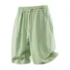 Pantalones Casuales Versátiles de Pequeño Patrón Retorcido Solubles en Agua Moda de Marca Tendencia Pantalones Cortos para Hombre Sueltos con Cordón Pantalones Rectos de Cinco Puntos Casual Tendencia de Marca