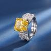 Otoño e Invierno nuevo estilo Joyería Zhuang Sheng Corte Flor de Hielo Diamante de Alto Carbono Cobre Diamante Incrustado Elegante Anillo Cuadrado de Princesa Femenino 10*10