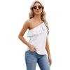 2024 Amazon AliExpress primavera e verão novo ombro simples babado cor sólida colete top plissado para mulheres