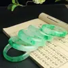 Pulseira de Jade Quartzo Gelo de Alta Qualidade, Cor de Jadeíta Imitação, Pulseira de Jade Flor Flutuante Tipo Gelo, Pulseira de Jade Verde Ba Shan Flor Flutuante Orquídea Roxo-Verde