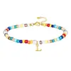 Nuevos Tobilleras de 26 Letras de Amazon para Mujer Acero Inoxidable Estilo Bohemio Coloridos Accesorios para el Pie con Cuentas Regalos de Vacaciones