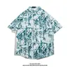 Camisa Retro Vintage Estilo Hong Kong Estampa Completa Manga Curta Design Nicho Tailandês Havaiano Camisa Solta Bonita