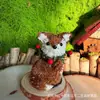 Adornos navideños de animales hechos a mano, zorro, ardilla y erizo tejidos con piñas y paja, arreglos de mesa festivos