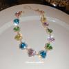 Collar de Amor Diamante Dopamina Colorido Lujo Ligero Estilo Dulce Cool Colgante de Moda Cadena Clavícula Aretes de Moda Combinables para Mujer