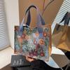 Bolsa Floral de Linho Média para Mulheres 2026 Nova Bolsa de Armazenamento de Nicho para Mulheres Estilosa Versátil de Ombro e Mão