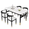 Mesa y sillas de comedor para el hogar, mesa de comedor de combinación simple para apartamentos pequeños, mesa de comedor para apartamento de alquiler, mesa rectangular minimalista, mesa de comedor comercial