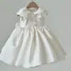 Vestido de satén coreano para el primer cumpleaños de niña, para sesión de fotos, elegante vestido de princesa para niña de las flores, esponjoso y sencillo, al por mayor