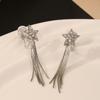 Exquisito y lujoso tocado con forma de estrella de cinco puntas con incrustaciones de diamantes, repelente de mosquitos, con borlas largas y de alta calidad para mujer.
