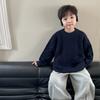 Tongku 2025 Invierno Nuevo Versátil Tejido de Cable Suéter de Bebé Color Sólido Cuello Redondo Grueso Suéter para Niños Moderno