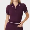 Ropa de Tenis Transfronteriza para Mujer, Camisa Polo de Golf con Cremallera y Cuello, Top Camiseta Deportiva Transpirable de Alta Elasticidad para Exteriores