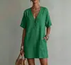 Vestido de Bolso Independente Transfronteiriço Amazon Casual Botão 2026 Nova Moda Feminina Europeia e Americana Verão Confortável Roupa Feminina