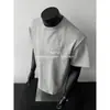 Camiseta Masculina de Verão Cleanfit Americana Pesada Desconstruída Manga Curta Versão Boxy Top de Manga Curta com Painéis de Tecido Air Layer