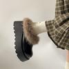 2025 Nuevas Zapatillas de Algodón de Moda para Invierno Zapatos Peludos de Suela Gruesa con Punta de Dedo Forradas de Felpa Cálidas de Una Pierna Elevadoras Zapatos de Nieve