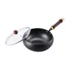 Panela Grande de Ferro Fundido Forjado Estilo Alemão Tradicional, Wok de Ferro Fino Não Revestido, Panela de Ferro, Panela Não Revestida de Ferro Forjado